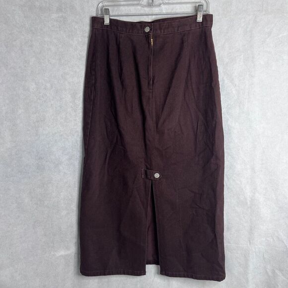 Honors Vintage 100% Cotton Brown Denim Like Maxi Length Aline Skirt Sz 12 - Picture 2 of 6